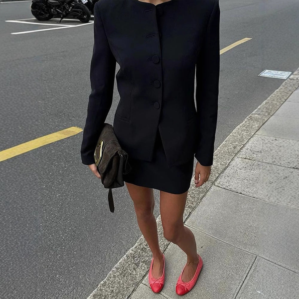 Women's Clothing Graceful Suit Jacket Mid-length Dress Set